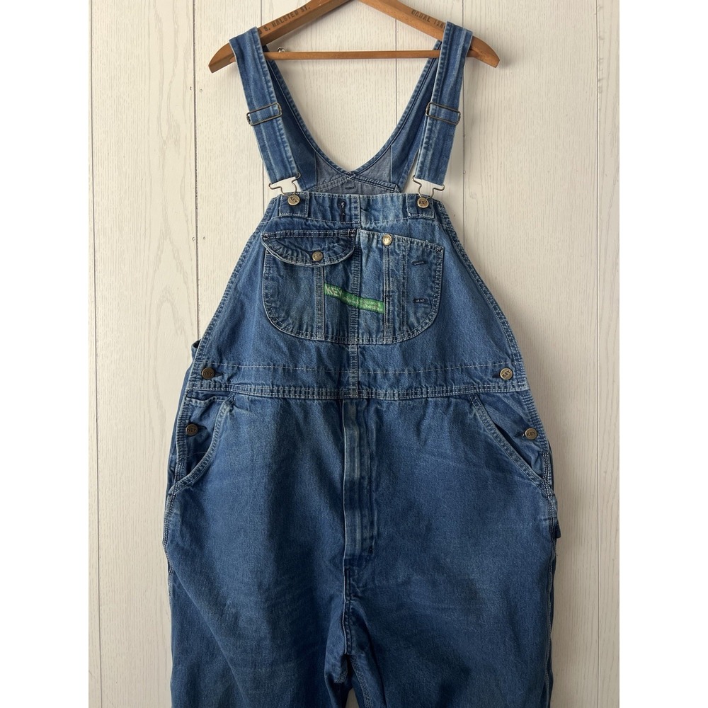 KEY Imperial Bib Overalls 42x32 Blue Denim 100% Cotton Hammer Loop Workwear